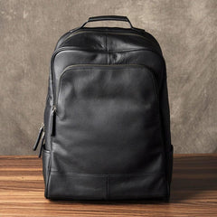 Genuine Leather Mens Cool Backpack Sling Bag Large Black Travel Bag Hiking Bag for men