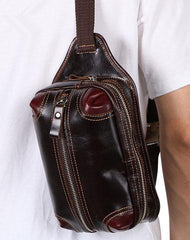 Vintage Coffee Brown LEATHER MENS FANNY PACK FOR MEN BUMBAG Vintage WAIST BAGS