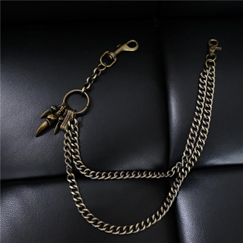 Badass Men's Bronze Metal Long Double Wallet Chain Pants Chain Biker Wallet Chain For Men - imessengerbags