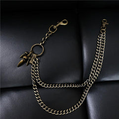 Badass Men's Bronze Metal Long Double Wallet Chain Pants Chain Biker Wallet Chain For Men - imessengerbags