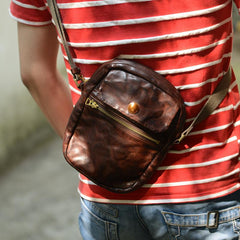 Cool Black Leather Men Small Vertical Messenger Bags Brown Side Bag Courier Bag For Men - imessengerbags