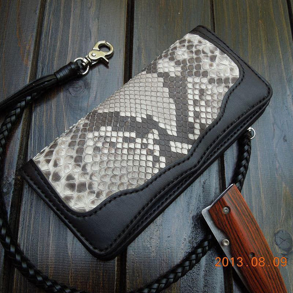 Handmade Leather Tooled Black Mens Clutch Wallet Cool Wallet Long Wallets for Men - imessengerbags