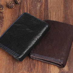Genuine Leather Mens Cool Slim Leather Wallet Men Small Wallets Bifold for Men - imessengerbags