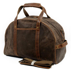 Mens Waxed Canvas Leather Small Weekender Bag Canvas Handbag Travel Bag for Men - imessengerbags