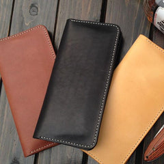 Handmade Leather Wallet Mens Clutch Wallet Cool Wallet Long Wallets for Men - imessengerbags