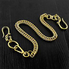 Brass Cool Pants Chain Motorcycle Biker Wallet Chain Gold Long Wallet Chain For Men - imessengerbags