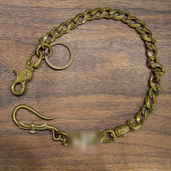 Solid Men's Handmade Pure Brass Koi Water Key Chain Pants Chains Biker Wallet Chain For Men