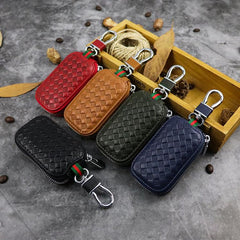 Embossed Brown Leather Men's Key Wallet Key Case Car Car Key Holder For Men - imessengerbags