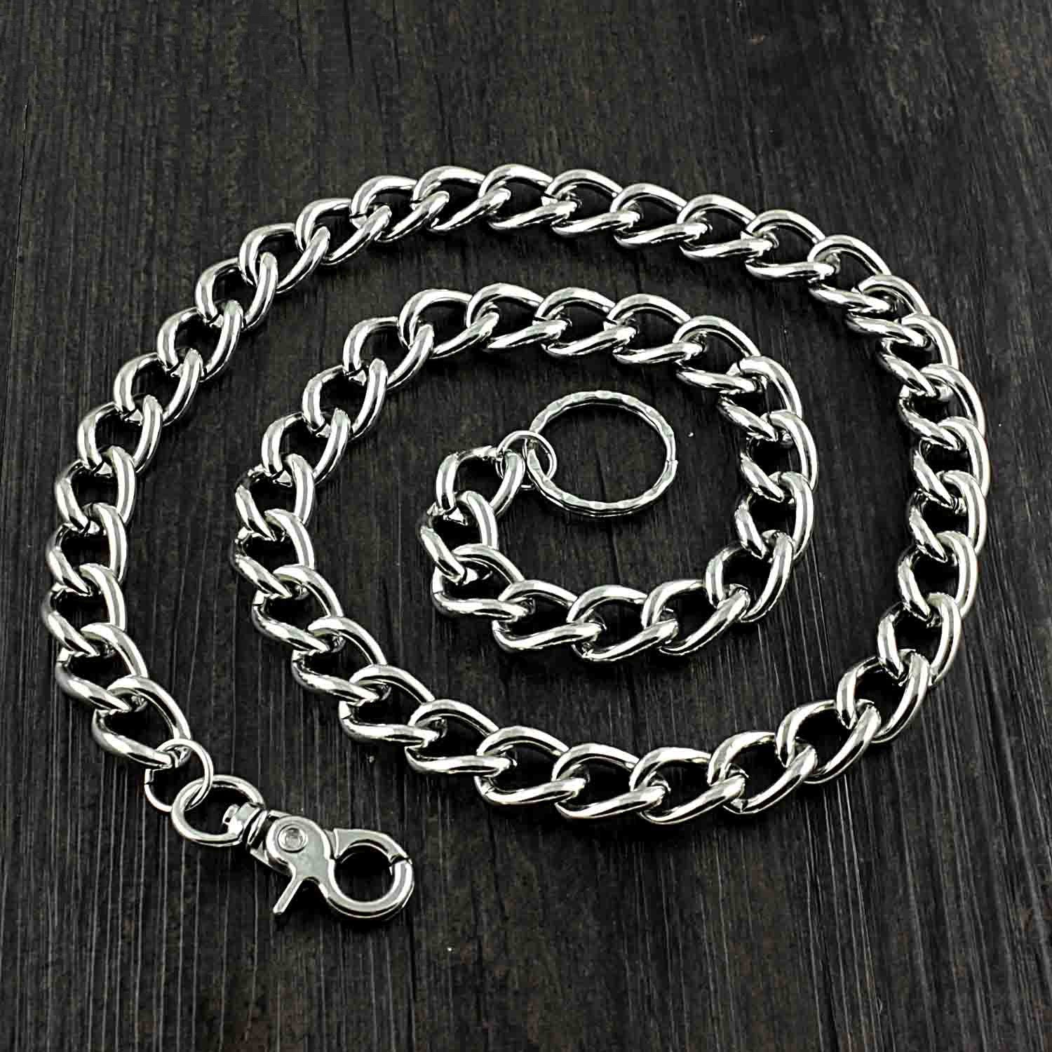 SOLID STAINLESS STEEL BIKER SILVER WALLET CHAINs LONG PANTS CHAIN Jeans Chain Jean Chain FOR MEN - imessengerbags