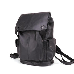 Cool Brown Black Leather Men's Backpack College Backpack 13inch Laptop Backpack For Men - imessengerbags