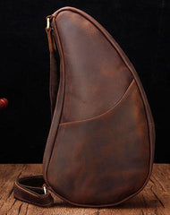 Cool Vintage Brown Leather Chest Bag Sling Bag Sling Crossbody Bag For Men - imessengerbags
