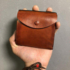 Handmade Genuine Leather Mens Cool Slim Leather Wallet Men Small Wallets Bifold for Men - imessengerbags
