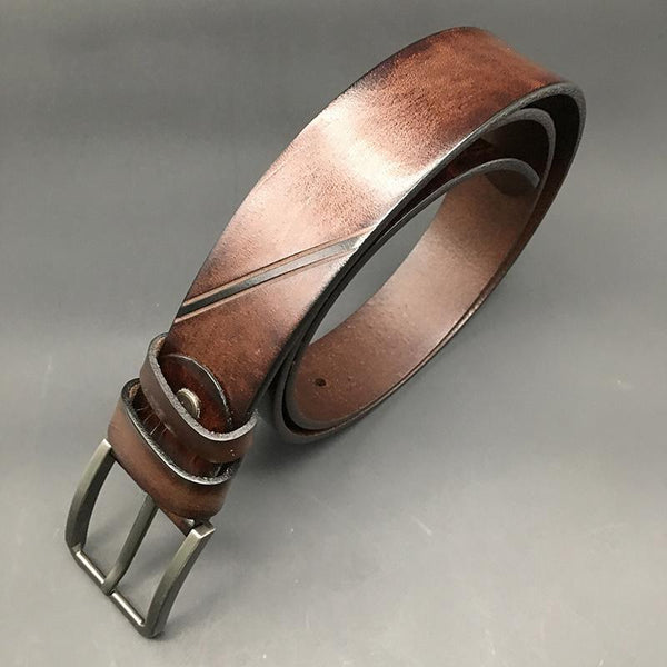 Handmade Cool Dark Brown Mens Leather Belt Black Leather Belt for Men