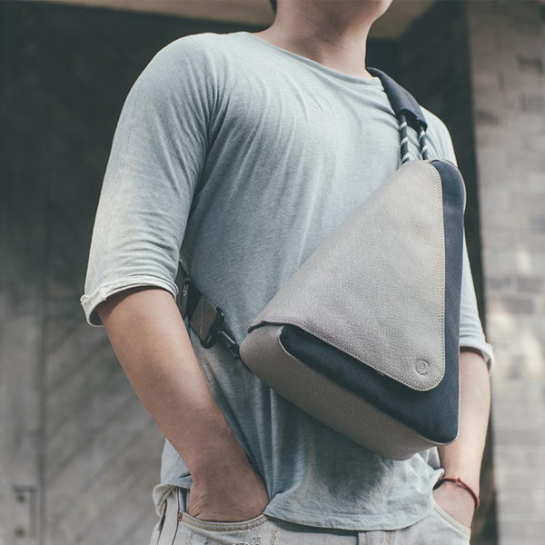 Cool OXFORD CLOTH PVC Men's Sling Bag Triangular One Shoulder Backpack Chest Bag For Men - imessengerbags