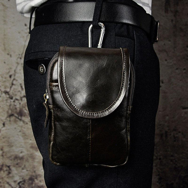 Small Mens Leather Belt Pouch Side Bag Holster Belt Case Waist Pouch for Men - imessengerbags