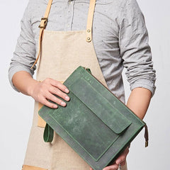Cool Leather Large Mens Wristlet Bag Vintage Clutch Zipper Bag for Men