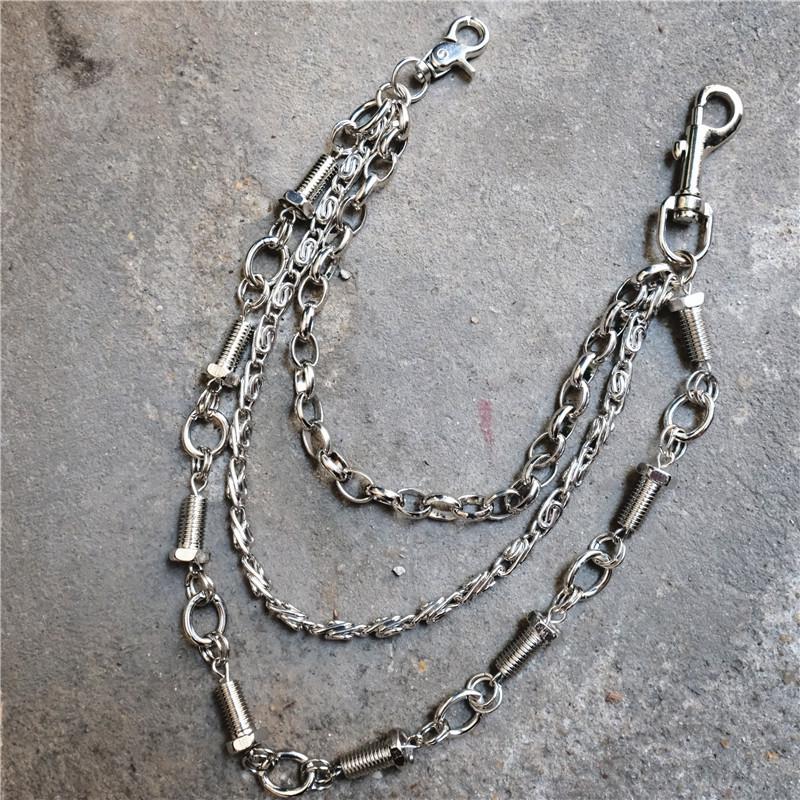 Badass Men's Silver Triple screw bolt Pants Chain Wallet Chain For Men