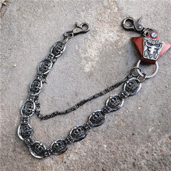 Badass Mens Leather Crown Double Key Long Biker Pants Chain Wallet Chain For Men