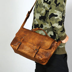 Handmade Leather Mens Cool Shoulder Bag Messenger Bag Chest Bag Bike Bag Cycling Bag for men - imessengerbags