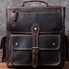 Handmade Leather Mens Cool Backpack Messenger Bag Briefcase Work Bag Business Bag for men - imessengerbags