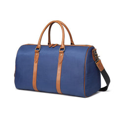 Blue Nylon Leather Mens Travel Bag Weekender Bag Sports Shoulder Bag Large Travel Bag for Men