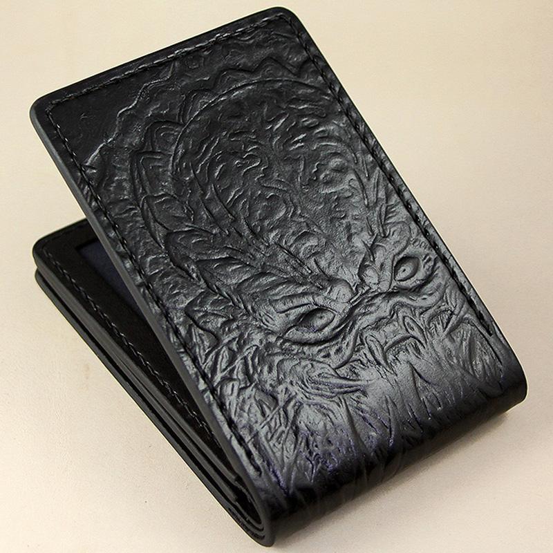 Handmade Leather Tooled Predator License Wallet Mens Card billfold Wallet Cool Leather Wallet Slim Wallet for Men - imessengerbags