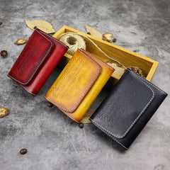 Vintage Brown Leather Men's Small Wallet Black billfold Card Wallet For Men - imessengerbags