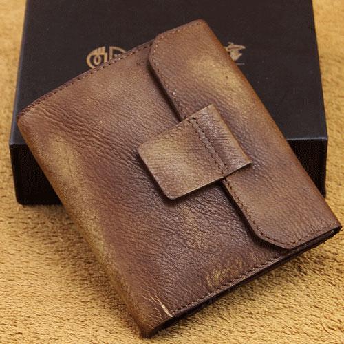 Handmade Mens Cool billfold Leather Wallet Men Small Wallets Trifold for Men - imessengerbags