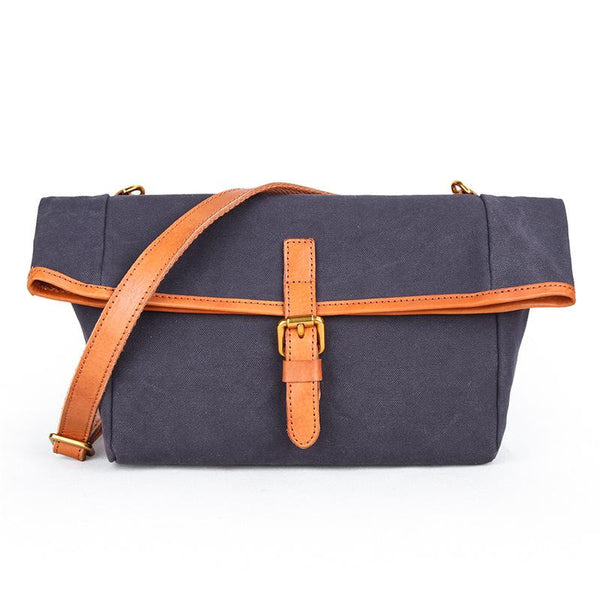 Canvas Leather Mens Womens Small Brown Messenger Bag Shoulder Bag Green Side Bag for Men