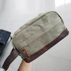 Cool Canvas Leather Mens Clutch Bag Handbag Storage Bag Wash Bag For Men - imessengerbags