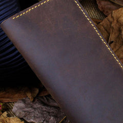 Handmade Leather Mens Cool Travel Long Wallet Card Holder Card Slim Clutch Wallets for Men - imessengerbags