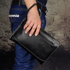 Large Leather Mens Wristlet Bag Wristlet Wallet Side Bag Clutch Wallet for Men