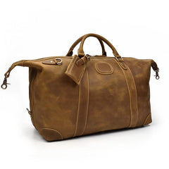 Casual Brown Leather Men Handbag Overnight Bags Travel Bags Weekender Bags For Men