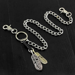Cool Mens Feather Silver Wallet Chain Pants Chain Jeans Chain Jean Chain Biker Wallet Chain For Men - imessengerbags