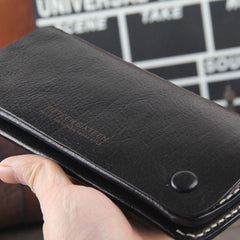 Handmade Genuine Leather Mens Cool Long Leather Wallet Bifold Clutch Wallet for Men - imessengerbags