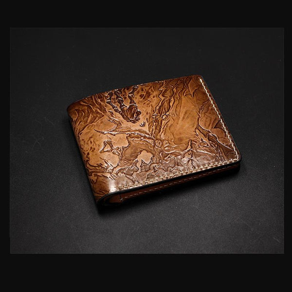 Handmade Leather Tooled League of Legends LOL Thresh Mens billfold Wallet Cool Leather Wallet Slim Wallet for Men - imessengerbags