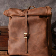 Handmade Leather Mens Cool Backpack Sling Bag Large Black Travel Bag Hiking Bag for men - imessengerbags