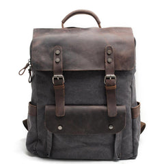 Cool Canvas Leather Mens 15'' College Gray Computer Backpack Travel Backpack for Men - imessengerbags