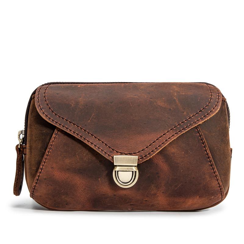 Classy Brown Leather Mens Work Clutch Bag Wirstlet Clutch Mobile Phone Bag For Men - imessengerbags