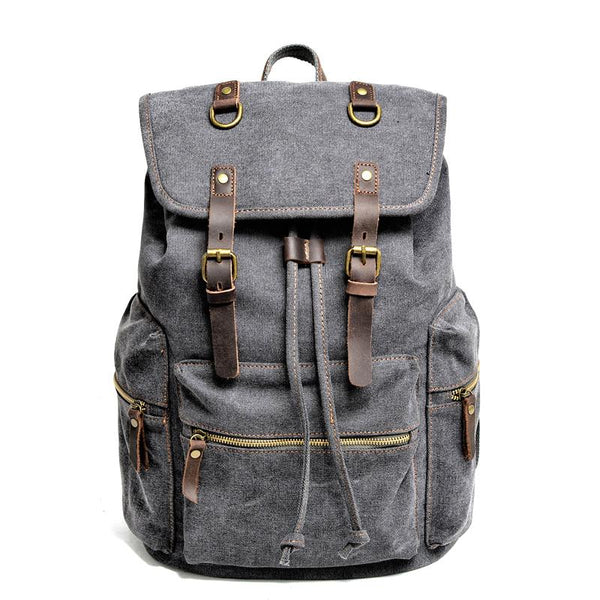 Cool Canvas Leather Mens Womens College 14'' Green Backpack Travel Backpack Computer Backpack for Men - imessengerbags