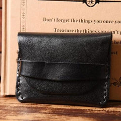 Handmade Mens Cool billfold Leather Wallet Men Small Card Slim Wallets Bifold for Men - imessengerbags