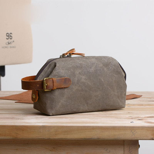 Large Canvas Mens Clutch Bag Zipper Wristlet Bag Phone Purse for Men - imessengerbags