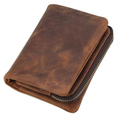Vintage Leather Mens Bifold Small Wallet billfold Wallet Within Detachable Coin Holder for Men - imessengerbags