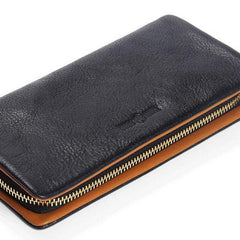 Handmade Leather Mens Cool Long Leather Wallet Bifold Clutch Wallet for Men - imessengerbags