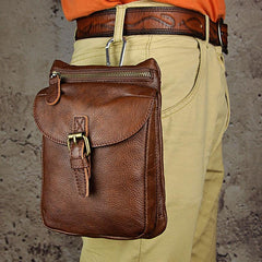 Cool Mens Leather Side Bag Belt Pouch Holster Belt Case Pack Waist Pouch for Men