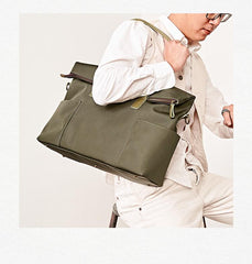 Cool Black Nylon Mens 15 inches Large Messenger Bag Briefcase Handbag Nylon Travel Green Shoulder Bag for Men - imessengerbags