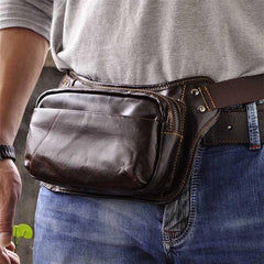 Vintage Leather Fanny Pack Mens Waist Bag Hip Pack Belt Bag for Men - imessengerbags