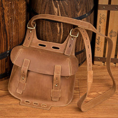 Dark Brown Leather 8 inches Mens Small Saddle Messenger Bags Shoulder Bags for Men