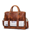Brown Leather Mens 15 inches Simple Laptop Work Bag Handbag Briefcase Shoulder Bags Business Bags For Men - imessengerbags