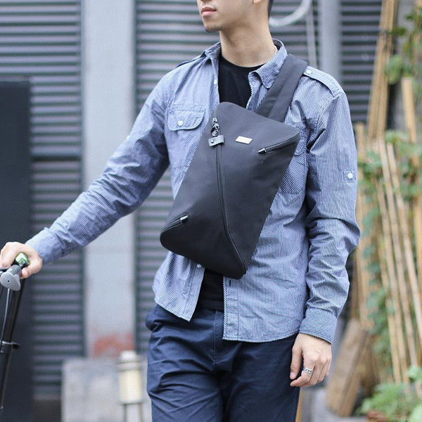 Cool OXFORD CLOTH PVC Black Men's Sling Bag Chest Bag One Shoulder Backpack For Men - imessengerbags